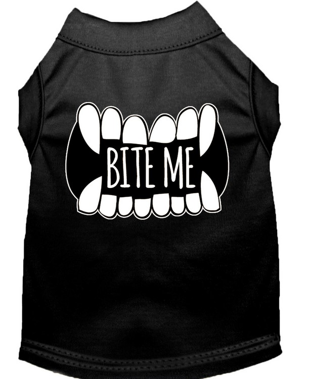 Bite Me Screen Print Dog Shirt Black XS